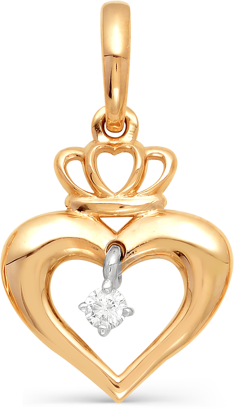 Подвеска Сердце с бриллиантом из красного золота (арт. 812345)