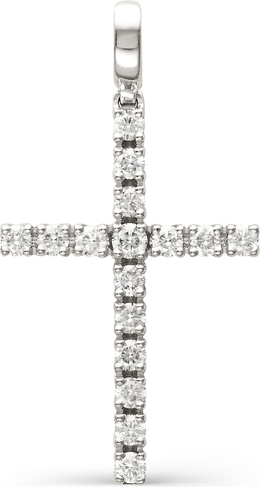 Крестик с бриллиантами, сапфиром из белого золота (арт. 812372)