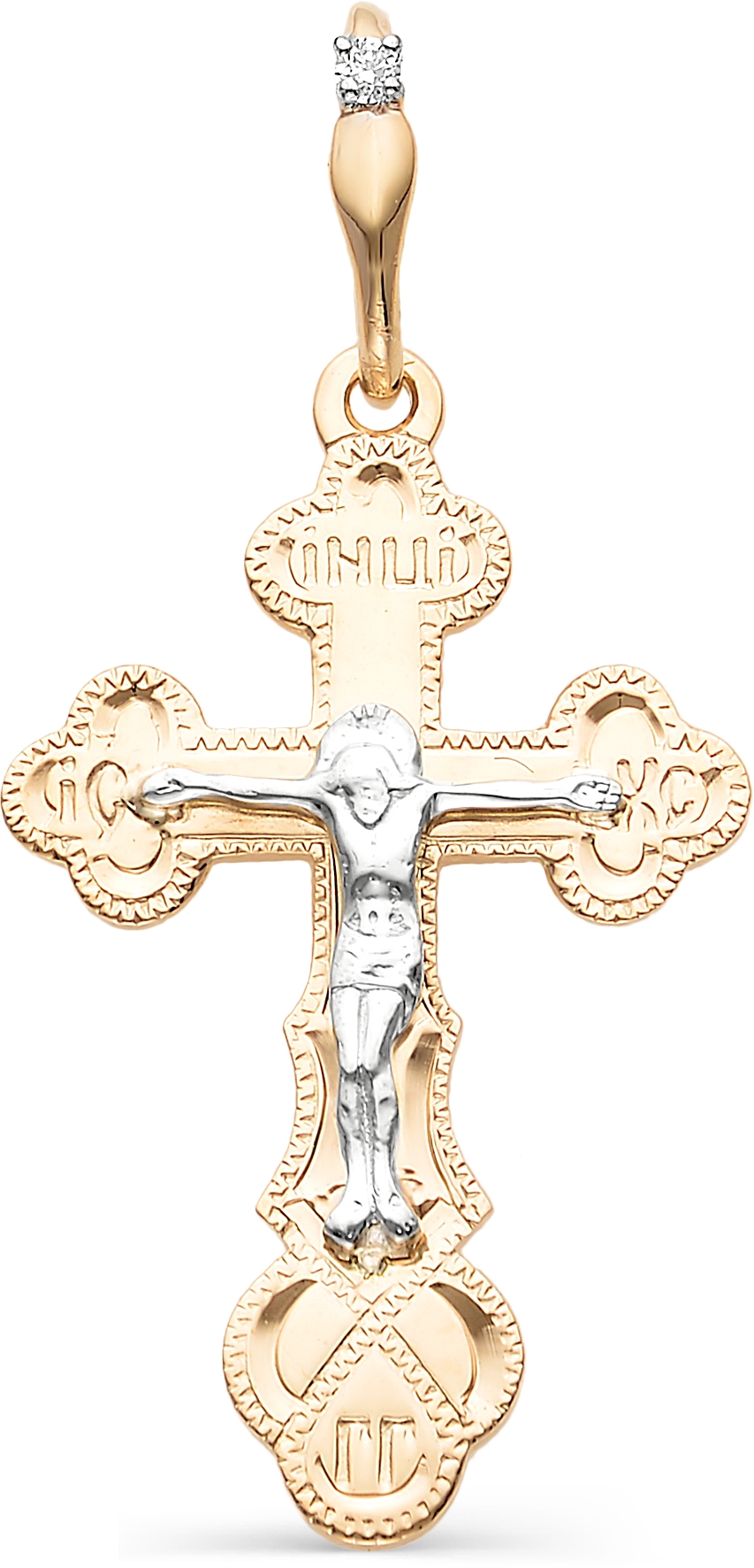 Крестик с бриллиантом из красного золота (арт. 815379)