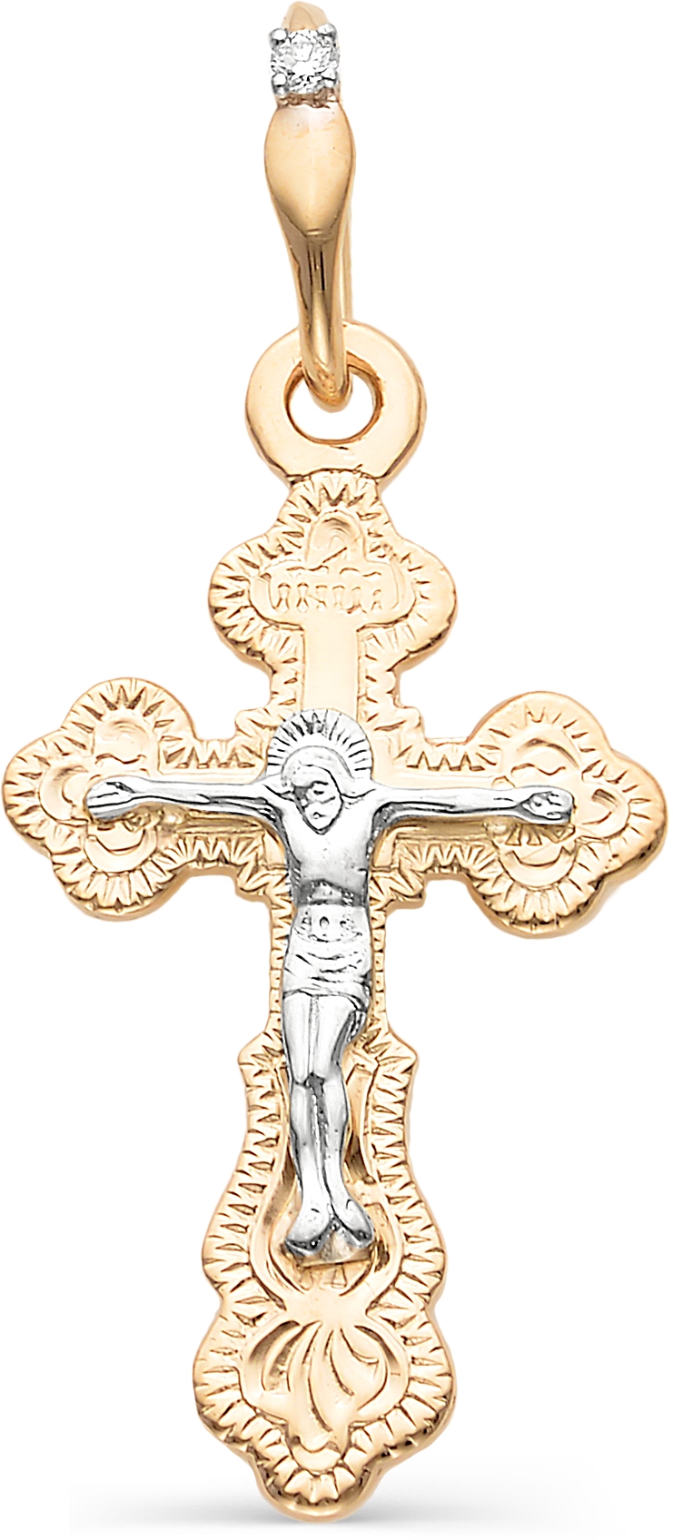 Крестик с бриллиантом из красного золота (арт. 815380)