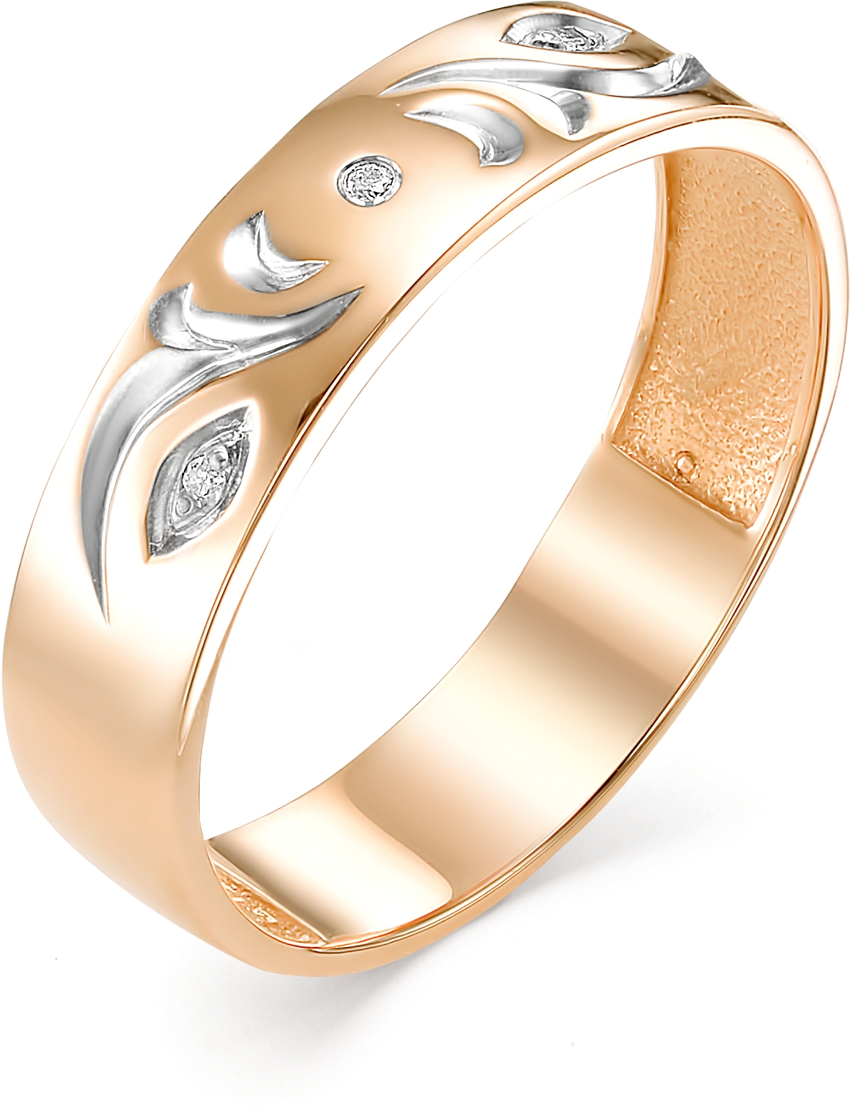 Кольцо с 3 бриллиантами из красного золота (арт. 816953)