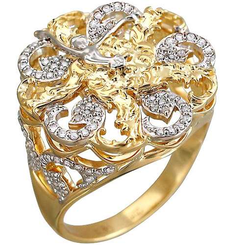 Кольцо Фея с бриллиантами из комбинированного золота 750 пробы (арт. 820003)