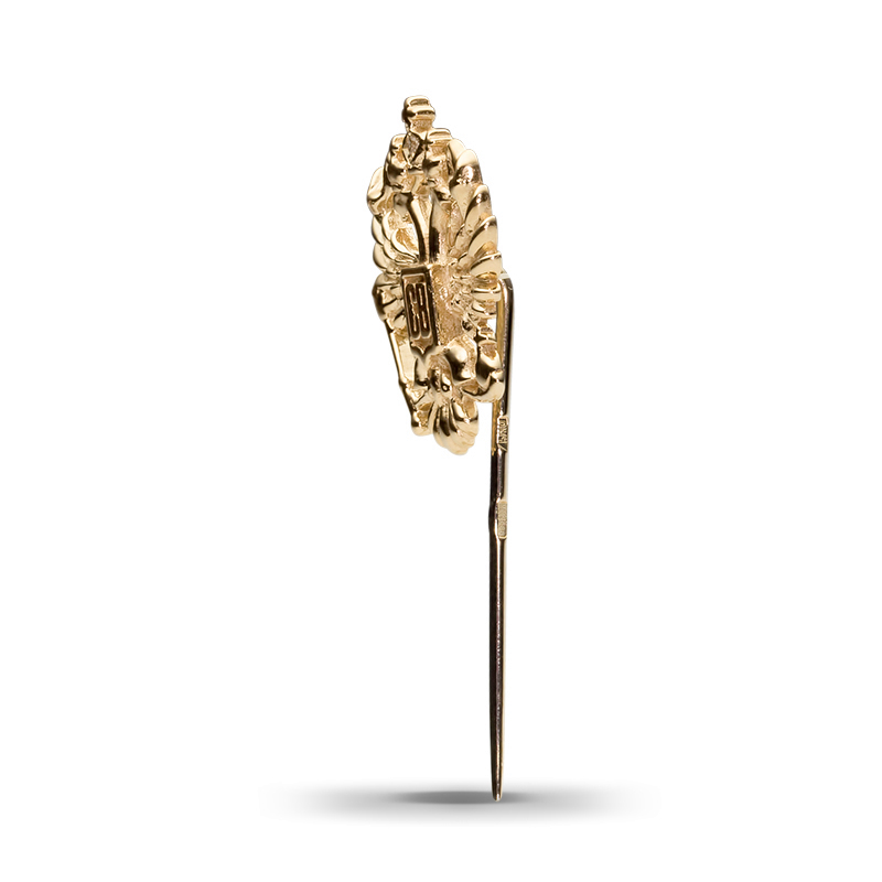 Булавка Герб России с 1 фианитом из жёлтого золота (арт. 849073)