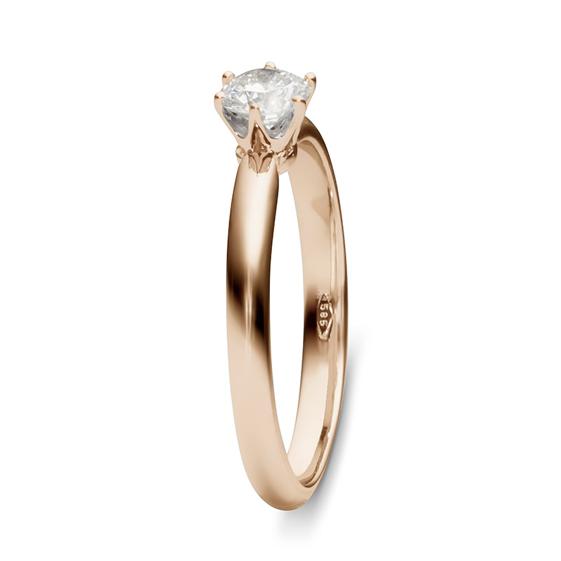 Классическое кольцо с бриллиантом 0.4 карат из красного золота (арт. 990006)