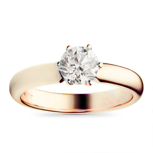 Классическое кольцо с бриллиантом 1 карат из красного золота (арт. 991199)