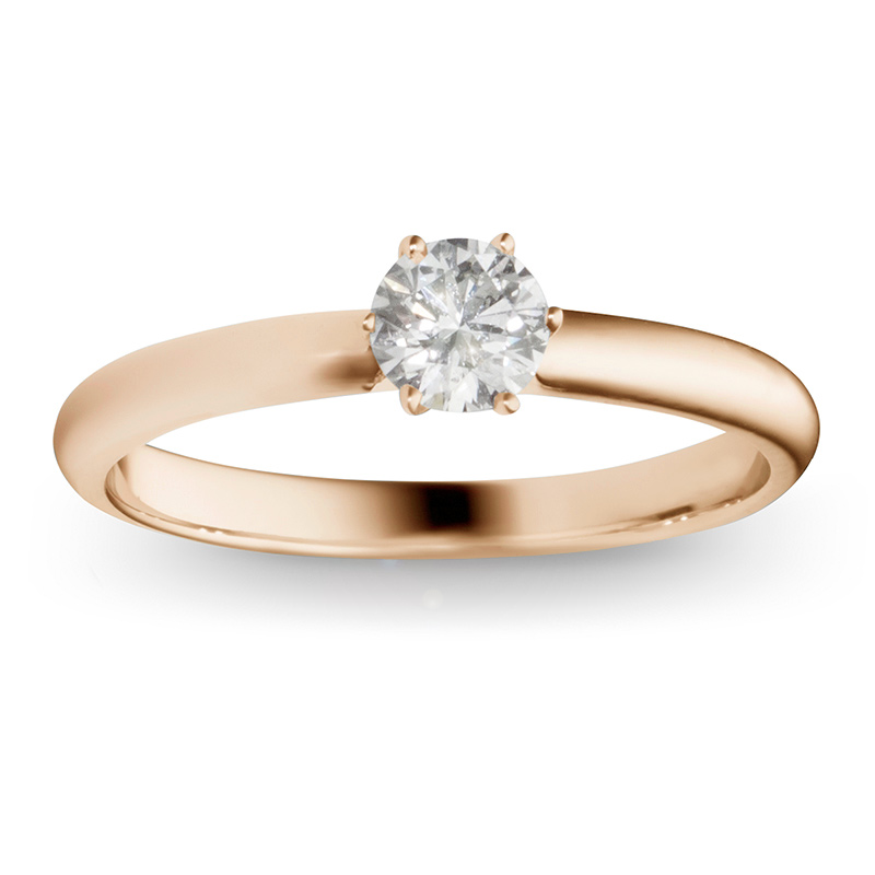 Классическое кольцо с бриллиантом 0.3 карат из красного золота (арт. 991203)