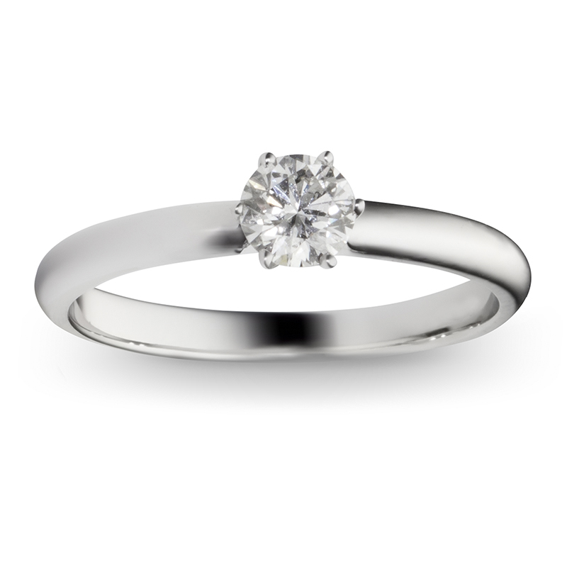 Классическое кольцо с бриллиантом 0.3 карат из белого золота (арт. 991439)