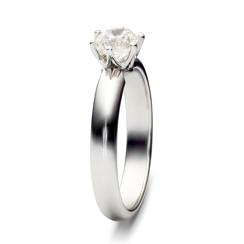 Классическое кольцо с бриллиантом 0.7 карат из белого золота (арт. 991451)