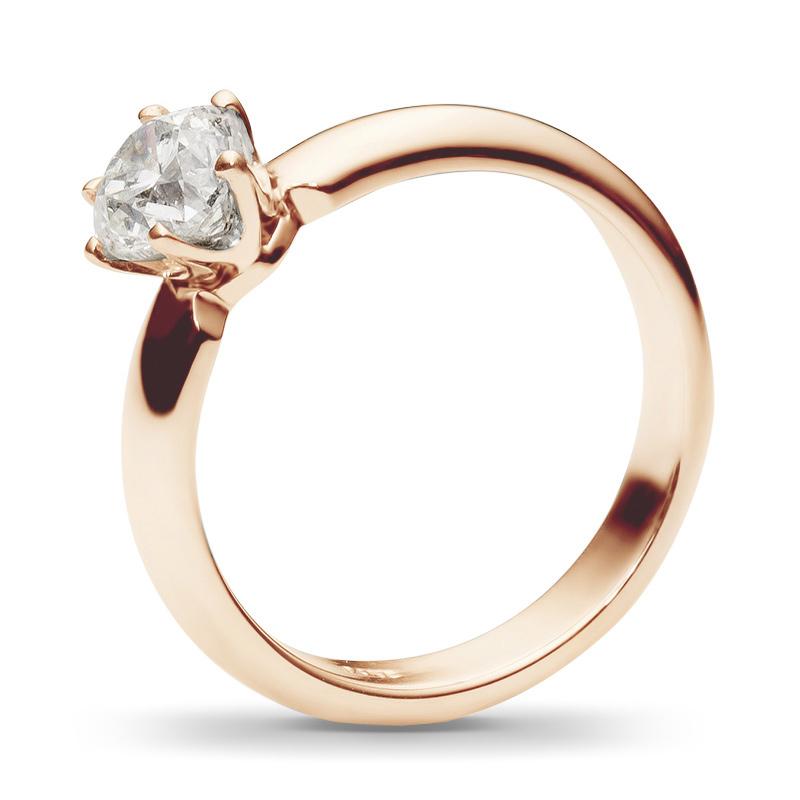 Классическое кольцо с бриллиантом 0.7 карат из красного золота (арт. 991453)