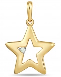 Подвеска Звезда с 1 фианитом из жёлтого золота (арт. 2004492)