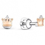 Серьги Короны с 2 бриллиантами из серебра и золота (арт. 2054574)