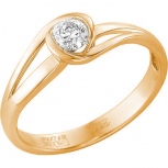 Кольцо с 1 бриллиантом из красного золота (арт. 2160169)