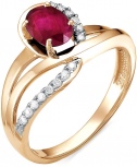 Кольцо с рубином и бриллиантами из красного золота (арт. 2160516)