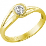 Кольцо с 1 бриллиантом из жёлтого золота (арт. 2160554)
