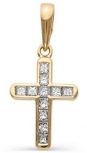 Крестик с 11 бриллиантами из красного золота (арт. 2161610)
