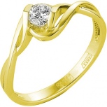 Кольцо с 1 бриллиантом из жёлтого золота (арт. 2162771)