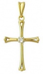 Крестик с 1 бриллиантом из жёлтого золота (арт. 2163184)