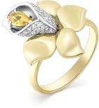 Кольцо Цветок с сапфиром и бриллиантами из жёлтого золота (арт. 2163345)