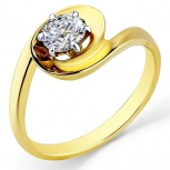Кольцо с 1 бриллиантом из жёлтого золота (арт. 2164914)