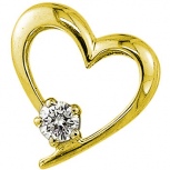 Подвеска Сердце с 1 бриллиантом из жёлтого золота (арт. 2166515)