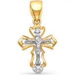 Крестик с 4 бриллиантами из жёлтого золота (арт. 2167086)
