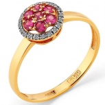 Кольцо с рубинами и бриллиантами из красного золота (арт. 2169138)