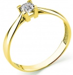 Кольцо с 1 бриллиантом из жёлтого золота (арт. 2169511)