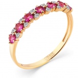 Кольцо с рубинами и бриллиантами из красного золота (арт. 2169783)