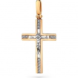 Крестик с 12 бриллиантами из комбинированного золота (арт. 2169840)