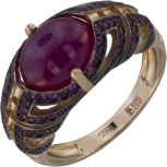 Кольцо с рубином и фианитами из красного золота (арт. 2183225)