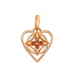 Подвеска Сердце с 4 гранатами из красного золота (арт. 2184464)