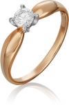 Кольцо с 1 бриллиантом из комбинированного золота (арт. 2215337)