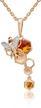 Подвеска Мёд с янтарем, топазами и цитринами из красного золота (арт. 2219696)
