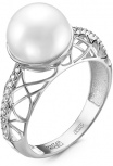 Кольцо с жемчугом и бриллиантами из белого золота (арт. 2261015)