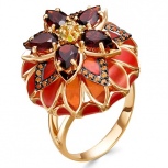 Кольцо с россыпью цветных и драгоценных камней из красного золота (арт. 2261321)