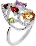 Кольцо с россыпью цветных камней из серебра (арт. 2391043)