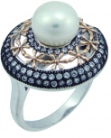 Кольцо с жемчугом и фианитами из серебра (арт. 2391167)