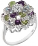 Кольцо с россыпью цветных камней из серебра (арт. 2391990)