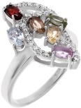 Кольцо с россыпью цветных камней из серебра (арт. 2392723)