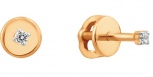 Серьги с 2 фианитами из красного золота (арт. 2421479)