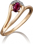 Кольцо с рубином и бриллиантами из красного золота (арт. 2440044)