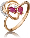 Кольцо с рубинами и бриллиантами из красного золота (арт. 2440082)