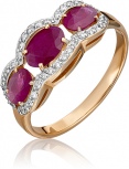 Кольцо с рубинами и бриллиантами из красного золота (арт. 2440143)
