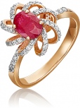 Кольцо с рубином и бриллиантами из красного золота (арт. 2440164)