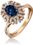 Кольцо с сапфиром и бриллиантами из красного золота (арт. 2440223)