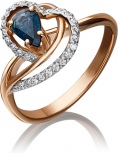 Кольцо с сапфиром и бриллиантами из красного золота (арт. 2440285)