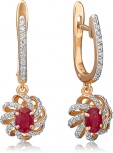 Серьги с рубинами и бриллиантами из красного золота (арт. 2440441)
