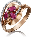 Кольцо с рубинами и бриллиантами из красного золота (арт. 2440688)