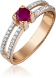 Кольцо с рубином и бриллиантами из красного золота (арт. 2441275)