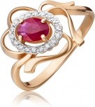 Кольцо с рубином и бриллиантами из красного золота (арт. 2441313)